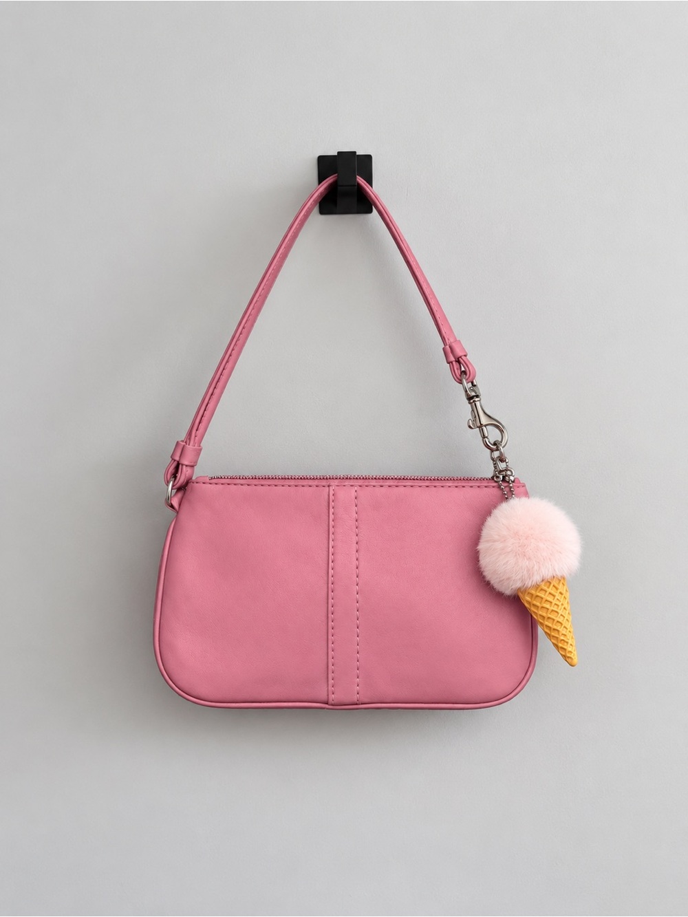 Coach Hampton Mauve Pink Soft Leather Wristlet Bag with IceCream Charm